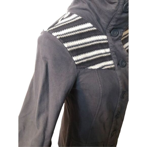 Prana Coat Knit Woven Button Up Pockets Long Jacket Gray XS - Picture 7 of 14